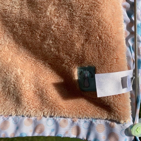 Pat the Bunny Security Blanket Lovey Baby Plush Dot Peach Blue Satin Edge - Picture 5 of 10